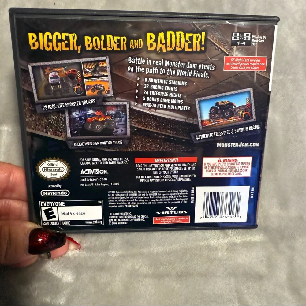 Monster Jam: Path of Destruction‎ (Nintendo DS, 2010) With Manuals